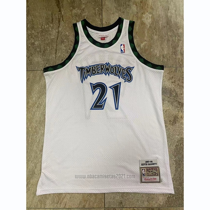 Camiseta Minnesota Timberwolves Kevin Garnett #21 Mitchell & Ness 1997-98 Blanco